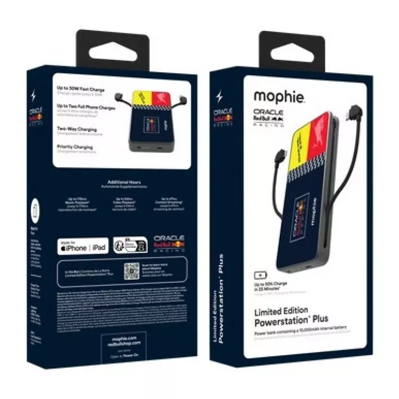 Mophie Powerstation Plus 10K Red Bull Racing 10000 mAh Power Bank mit USB-C und Lightning