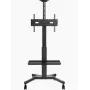Vision VFM-F26W Mobiler Display-Bodenständer – Höhenverstellung für eine Person – Stahlständer passend für 55-100 Zoll Displays mit VESA bis 800x600 – Kurbel-Höhenverstellung – Neigungsverstellung – Große Ablage für Laptop oder Videobar inklusive