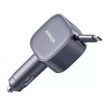 Anker Nano Auto-Ladegerät (75 W, USB-C-Anschluss, integriertes einziehbares USB-C-Kabel)