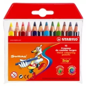 STABILO Trio Buntstifte - Farben sortiert - 4,2 mm - 12er Pack