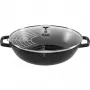 STAUB Wok 30 cm mit Deckel Schwarz, Gusseisen