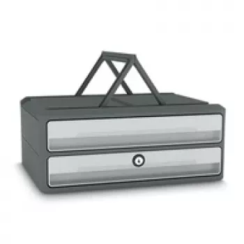 CEP Office Solution MoovUp Schubladenbox mit Schloss Lichtgrau DIN A4 Quer 2 Schubladen