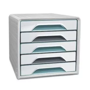 CEP Office Solution Smoove Schubladenbox Weiß mit Farbstreifen DIN A4 5 Schubladen