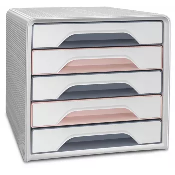CEP Office Solution Smoove Mineral Schubladen-Aufbewahrungsbox 5 Schubladen, puderrosa, Polystyrol