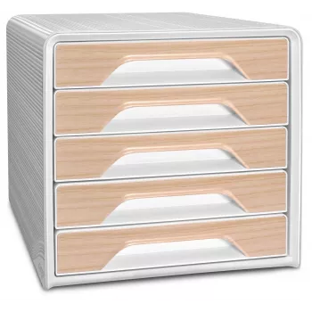 CEP Office Solution Smoove Silva Schubladenbox 5 Schubladen Weiß/Buche Polystyrol patentiert