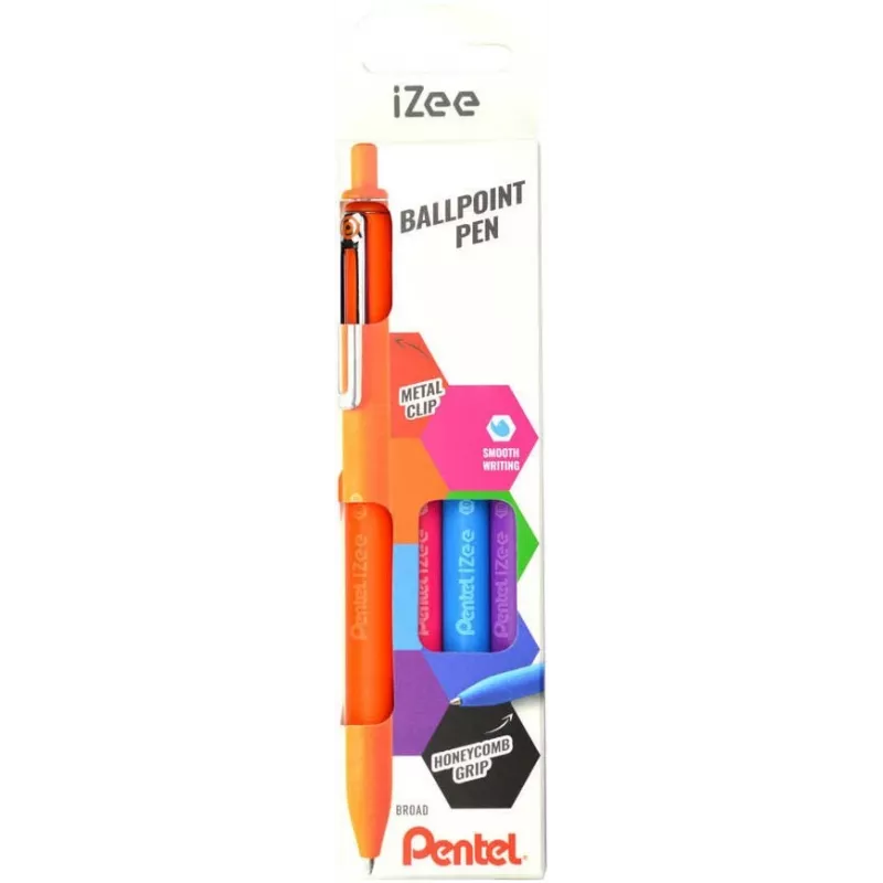Pentel iZee BX470 Kugelschreiber 4er-Pack, gemischte Tintenfarben