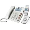 Geemarc DECT595 COMBI Schnurgebundenes Seniorentelefon mit Anrufbeantworter, Freisprecheinrichtung, optischer Rufsignalisierung, Hörgerätekompatibel, inklusive Notfallsender (DECT595_COMBI_WH_VDE)