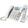 Geemarc DECT595 COMBI Schnurgebundenes Seniorentelefon mit Anrufbeantworter, Freisprecheinrichtung, optischer Rufsignalisierung, Hörgerätekompatibel, inklusive Notfallsender (DECT595_COMBI_WH_VDE)