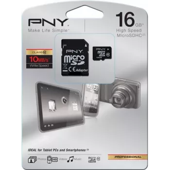 PNY Technologies HP High Performance MicroSDHC-Karte 16 GB Class 10 U1 mit SD-Adapter