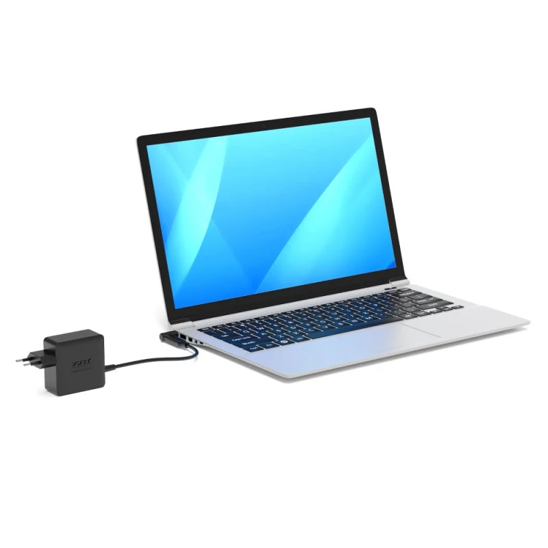 PORT Designs GaN 65W USB-C Netzteil - Universelles Ladegerät - EU-Stecker - Schwarz