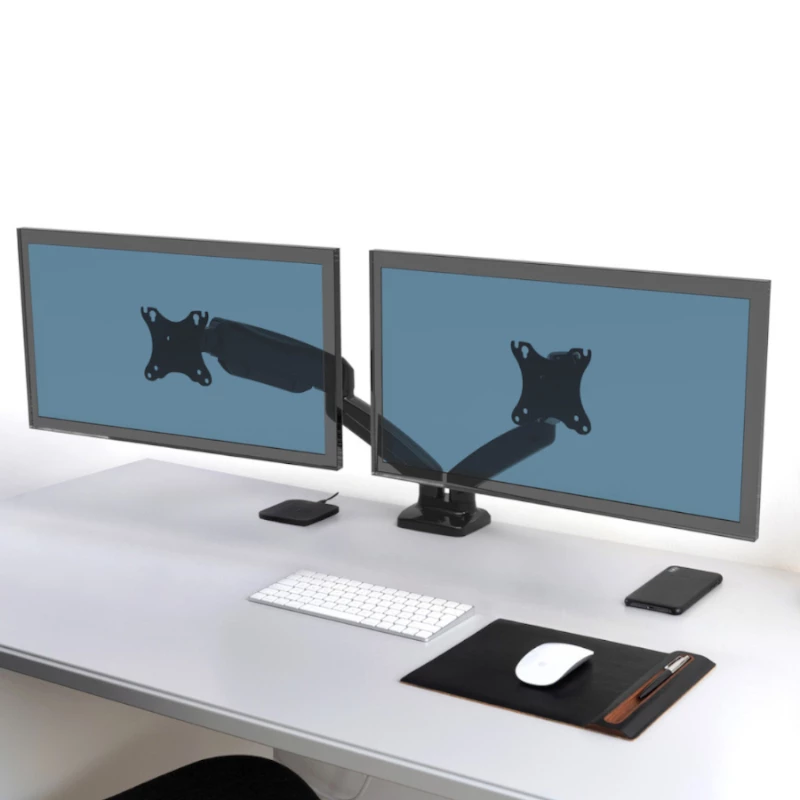 PORT Designs PORT Connect Verstellbare Doppel-Monitorhalterung - für 2 Bildschirme bis 32 inch - Tischklemme/Durchführung - Schwarz