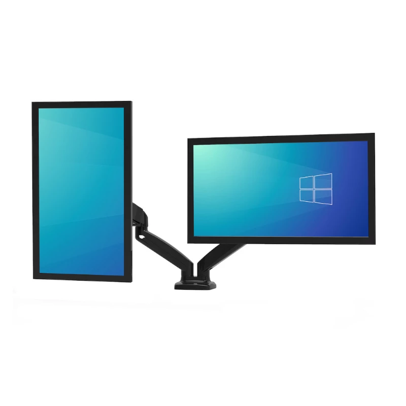 PORT Designs PORT Connect Verstellbare Doppel-Monitorhalterung - für 2 Bildschirme bis 32 inch - Tischklemme/Durchführung - Schwarz