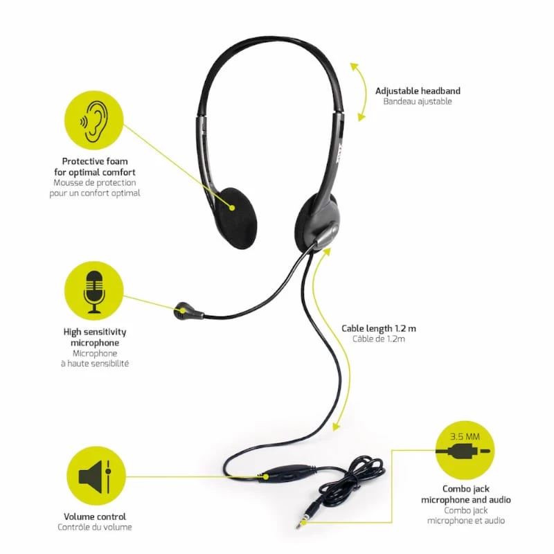 PORT Designs PORT Connect Kabelgebundenes On-Ear-Headset mit Mikrofon