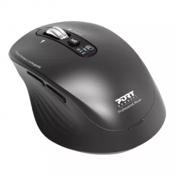 PORT Designs PORT Connect Professional BUSINESS Wiederaufladbare Funkmaus - Optisch - 6 Tasten - 2,4 GHz, Bluetooth - USB-Empfänger - Schwarz