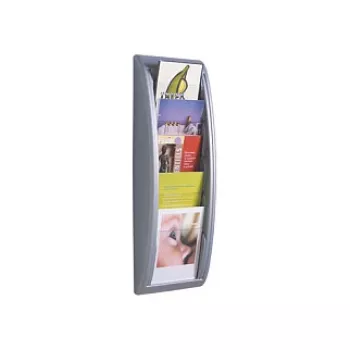 PAPERFLOW Wandmontierter Prospekthalter A5 5 Fächer Aluminium