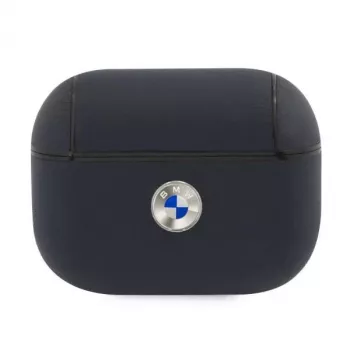 BMW AirPods Pro Hülle Navy Echtleder Silbernes Logo