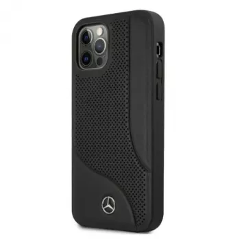Mercedes-Benz iPhone 12 Pro Max 6,7 inch Schwarze Hartschale Leder mit Perforation