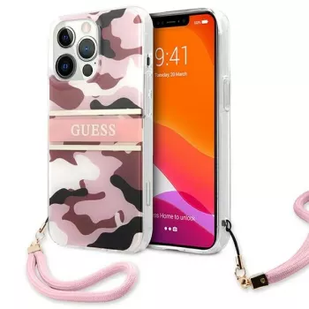 Guess Camo Strap Collection Hard Case für Apple iPhone 13 Pro / iPhone 13, Pink