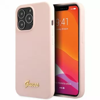 Guess Silicone Script Gold Logo Hard Case für Apple iPhone 13 Pro Max 6,7 inch - Hellrosa
