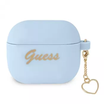 Guess GUA3LSCHSB Silikon-Charm Heart Collection Hülle für AirPods 3, Blau