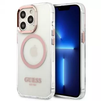 Guess Metal Outline MagSafe Hard Case für iPhone 13 Pro / 13 6,1 inch - Pink