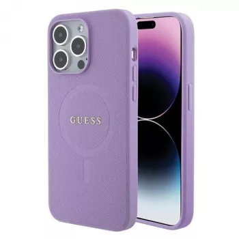 Guess GUHMP15LPSAHMCU Saffiano MagSafe Hard Case für Apple iPhone 15 Pro 6,1 inch - Lila