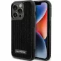 Karl Lagerfeld KLHCP15LHDSPLK Hard Case für iPhone 15 Pro 6,1 inch Schwarz Strass-Logo Metallplatte