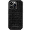 Karl Lagerfeld KLHCP15LHDSPLK Hard Case für iPhone 15 Pro 6,1 inch Schwarz Strass-Logo Metallplatte