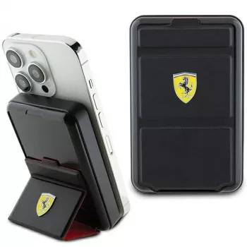 Ferrari Wireless Power Bank 10000 mAh mit Standfunktion Schwarz Metall-Logo MagSafe