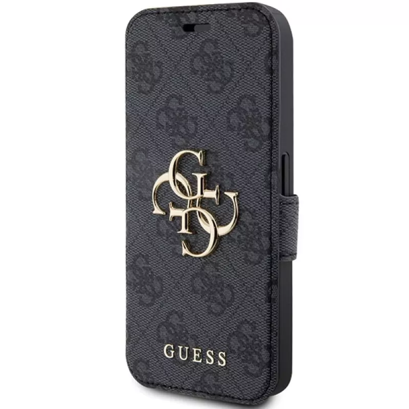 Guess GUBKP15L4GMGGR iPhone 15 Pro 6.1 inch Graues Book Case 4G Metal Logo