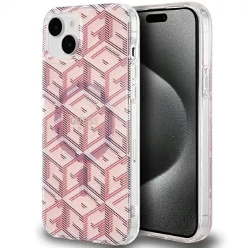 Guess GUHMP15SHGCUSTGP GCube Hardcase für iPhone 15/14/13 6,1 inch Pink IML MagSafe