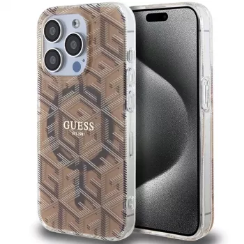 Guess G-Cube Hardcase für iPhone 15 Pro 6,1 inch Braun IML MagSafe