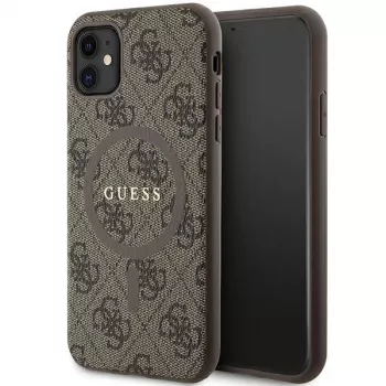 Guess GUHMN61G4GFRW Hardcase für Apple iPhone 11 / XR 6,1 inch Braun Leder Metall Logo MagSafe 4G Collection