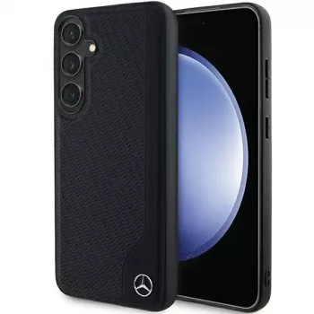 Mercedes-Benz Debossed Line Leder MagSafe Hard Case für Samsung Galaxy S24+ (SM-S926) - Schwarz