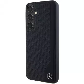 Mercedes-Benz Debossed Line Leder MagSafe Hard Case für Samsung Galaxy S24+ (SM-S926) - Schwarz