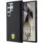 Ferrari FEHCS24LN3PUK Hard Case für Samsung Galaxy S24 Ultra, Carbon Stitched Bottom, Schwarz
