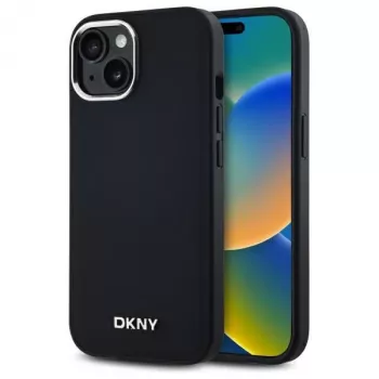 DKNY DKHMP14SPSCMCLK Hard Case für Apple iPhone 14, 6,1 inch, Schwarz, Schlichtes Logo, MagSafe