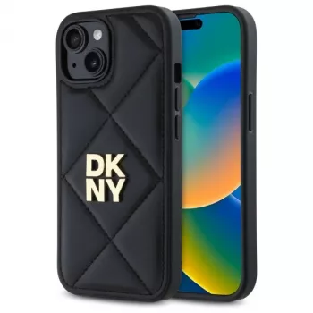 DKNY DKHCP15SPQDSLK Quilted Stack Logo Back Cover für Apple iPhone 15 6,1 inch Schwarz