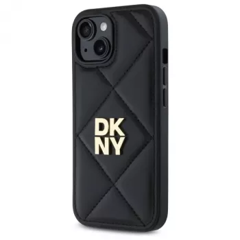 DKNY DKHCP15SPQDSLK Quilted Stack Logo Back Cover für Apple iPhone 15 6,1 inch Schwarz