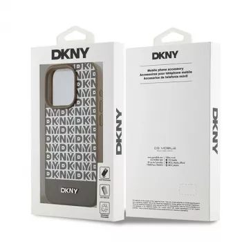 DKNY DKHMP15XPSOSPW Hardcase Leder mit Printmuster und Metall-Logo MagSafe für iPhone 15 Pro Max 6,7 inch Braun