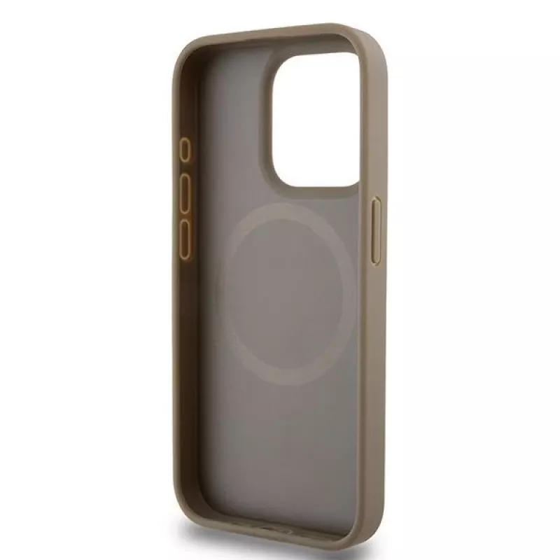 DKNY DKHMP15XPSOSPW Hardcase Leder mit Printmuster und Metall-Logo MagSafe für iPhone 15 Pro Max 6,7 inch Braun