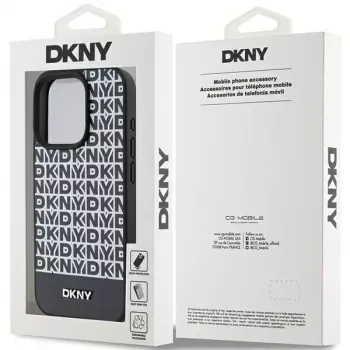 DKNY DKHMP15XPSOSPK Hardcase Leder mit Printmuster und Metall-Logo MagSafe für iPhone 15 Pro Max 6.7 Schwarz