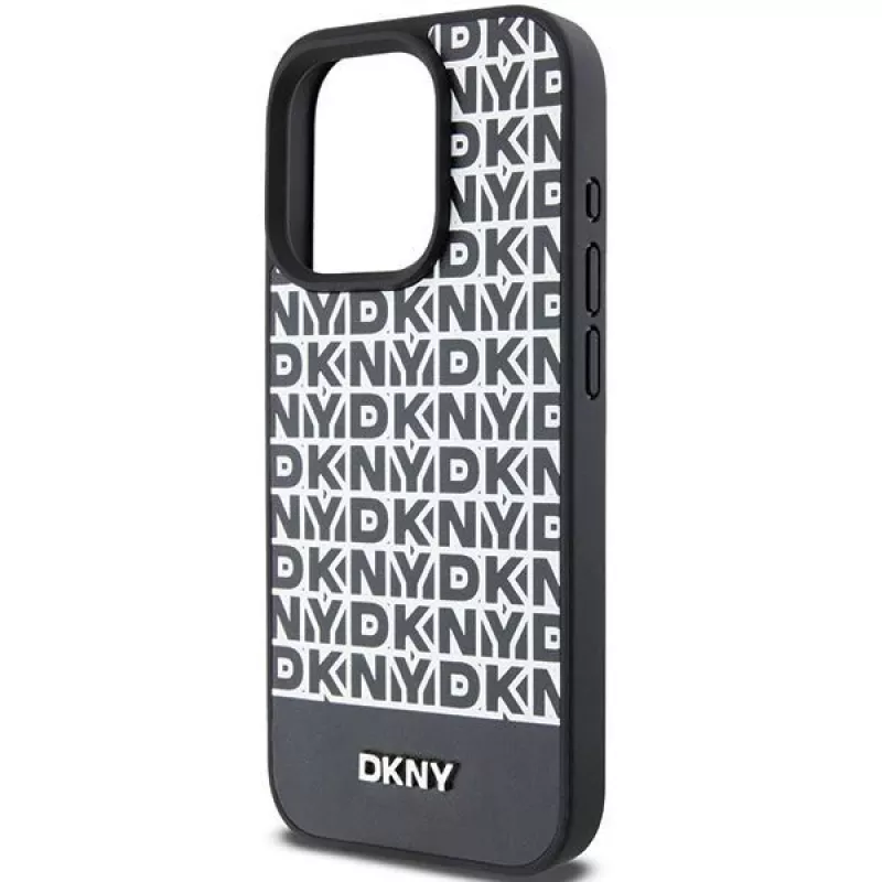 DKNY DKHMP15XPSOSPK Hardcase Leder mit Printmuster und Metall-Logo MagSafe für iPhone 15 Pro Max 6.7 Schwarz
