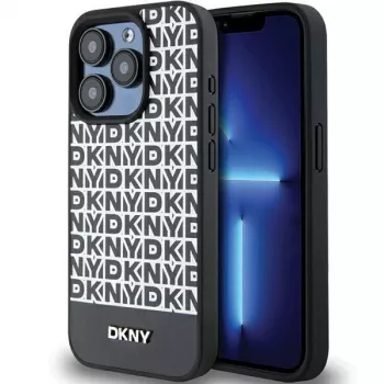 DKNY DKHMP15XPSOSPK Hardcase Leder mit Printmuster und Metall-Logo MagSafe für iPhone 15 Pro Max 6.7 Schwarz
