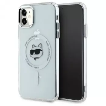 Karl Lagerfeld KLHMN61HLSCHH iPhone 11 / Xr 6.1 Weiß Hardcase IML Metal Choupette Head MagSafe