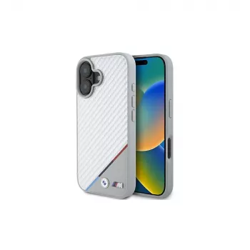 BMW M Carbon Tricolor Line Hardcase für iPhone 16 6,1 inch - Grau MagSafe