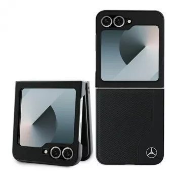 Mercedes-Benz MEHMZF623RBGVK Leder Holzoptik MagSafe Case für Samsung Galaxy Z Flip6 / Z Flip7 FE, Schwarz
