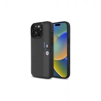 BMW BMHCP16L23PUPVA iPhone 16 Pro 6.3 Anthrazit Hardcase M Perforated Tricolor Detail Line