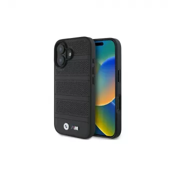 BMW M Collection Perforated and Stitched Line Hard Case für iPhone 16 6,1 Zoll - Schwarz
