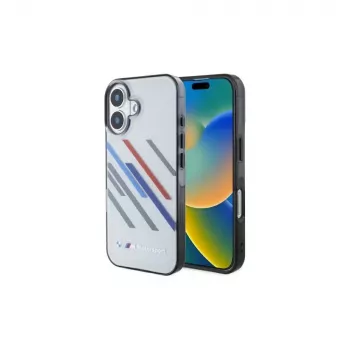 BMW BMHCP16S23HTRAG Hardcase für Apple iPhone 16 6,1 Zoll Grau Motorsport IML Random Stripes